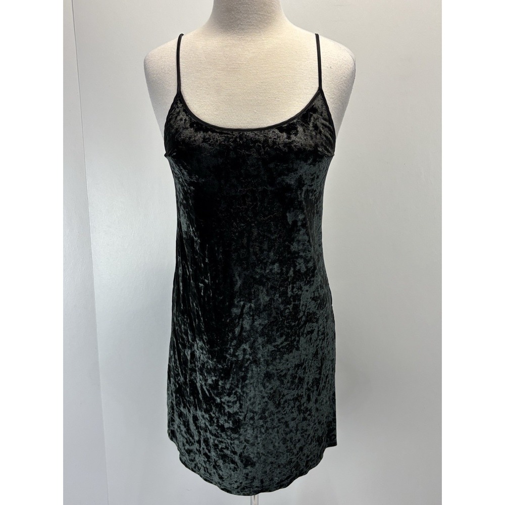Victorias Secret Crushed Velvet Mini Nightgown Dress Sz XS Xsmall Women's Black